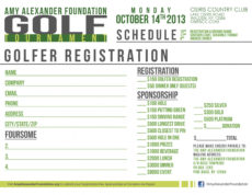 free the amy alexander foundation  15th annual golf tournament golf tournament registration form template doc