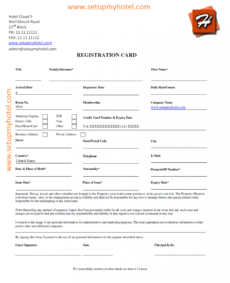 front desk  guest registration card sample hotel application form template doc