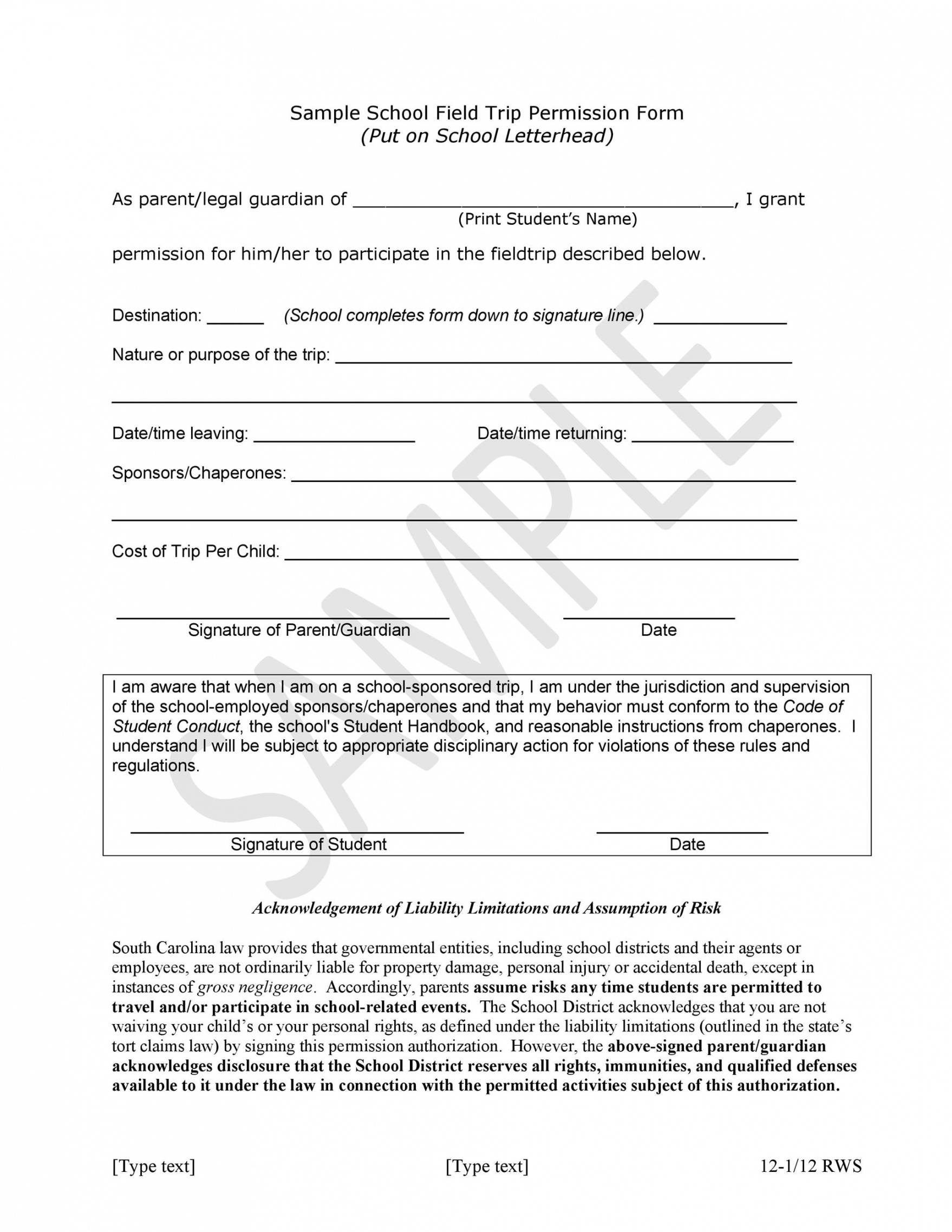 printable 35 permission slip templates &amp; field trip forms field trip release form template pdf