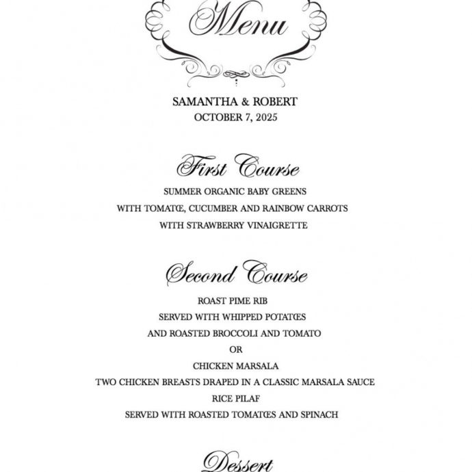 Wedding Menu Templates Free Download