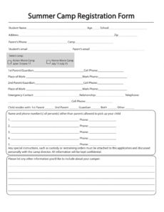 printable free 11 printable summer camp registration forms in pdf sports camp registration form template