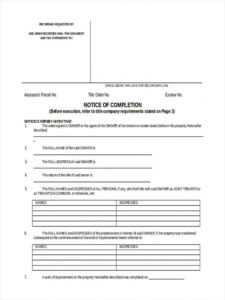 printable free 6 notice of completion forms in ms word  pdf completion of work form template word