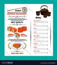 printable sushi menu template of japanese cuisine restaurant japanese menu template