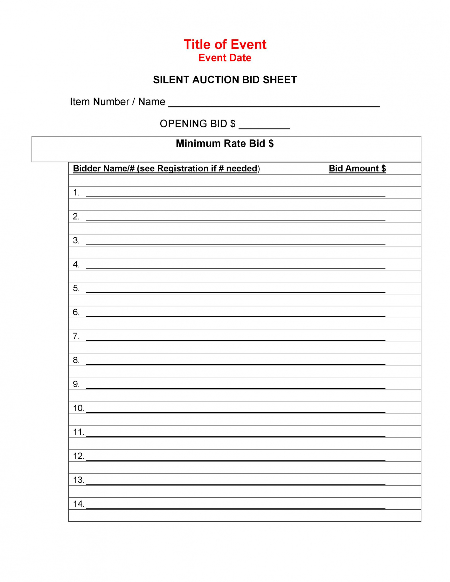Sample 40 Silent Auction Bid Sheet Templates Word Excel Silent Auction Registration Form 