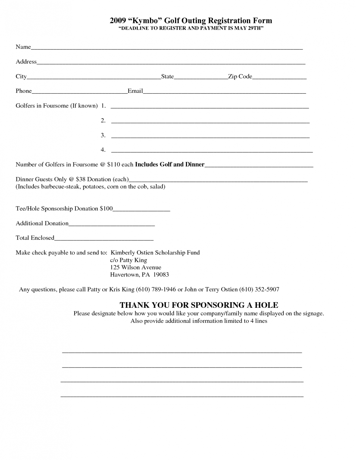 sample 5 registration form templates word  word templates golf registration form template pdf