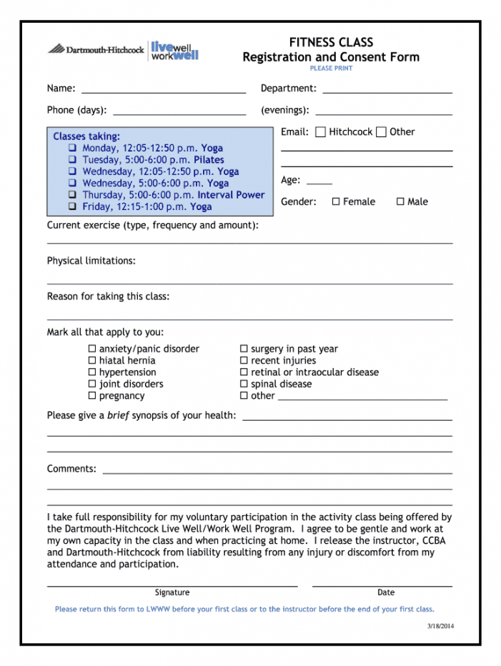 sample class registration form  fill out and sign printable pdf template  signnow gym membership form template