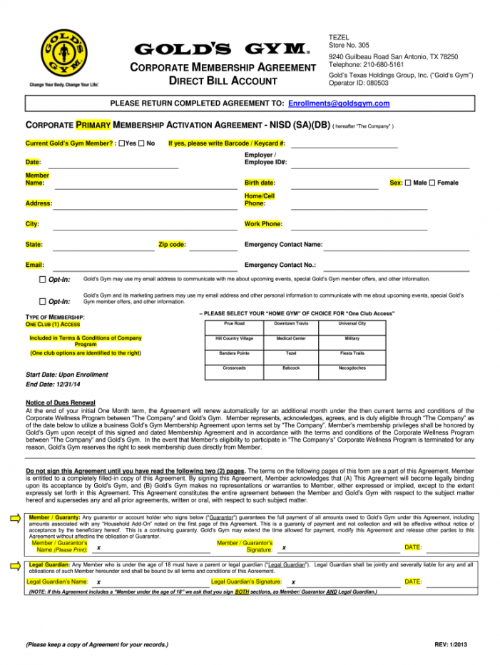 Gym Membership Receipt Template