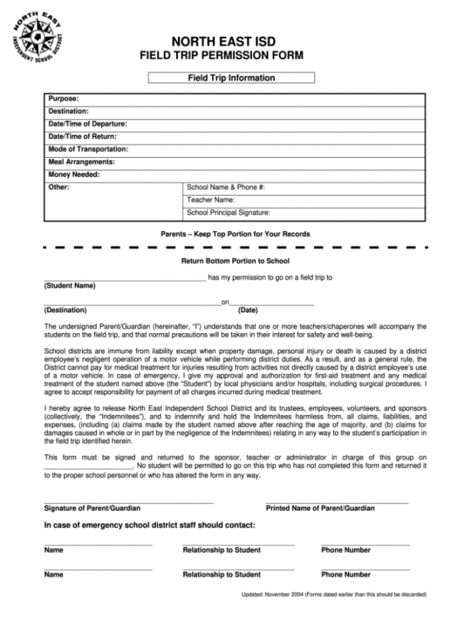 Sample Indemnity Form Fill Online Printable Fillable Blank Field Trip Release Form Template 0306
