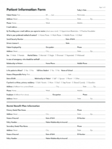 sample patient information form  fill online printable fillable dental patient information form template word