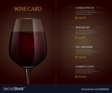 wine card menu template with realistic glass of wine tasting menu template doc