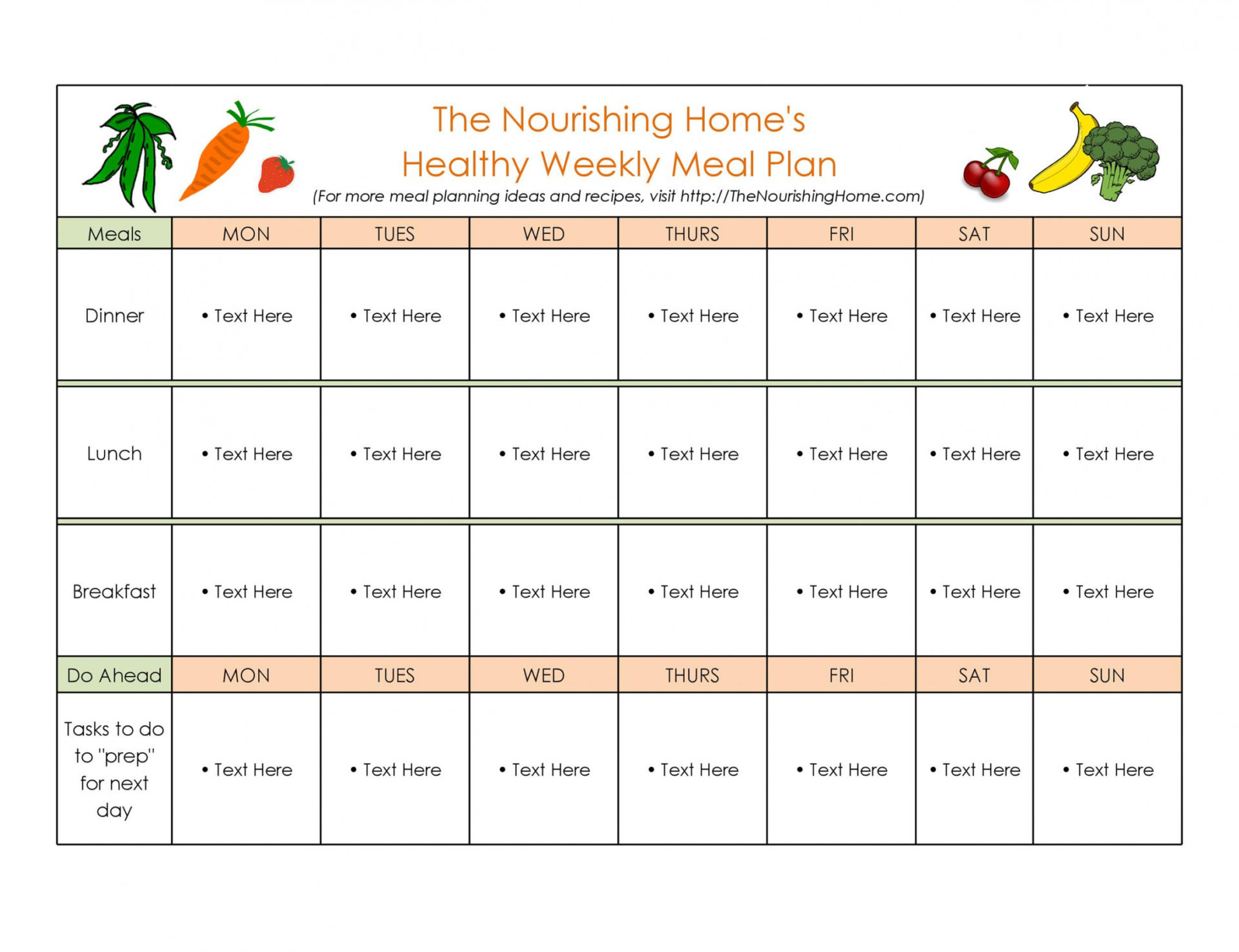 weekly meal planner template with snacks interactive