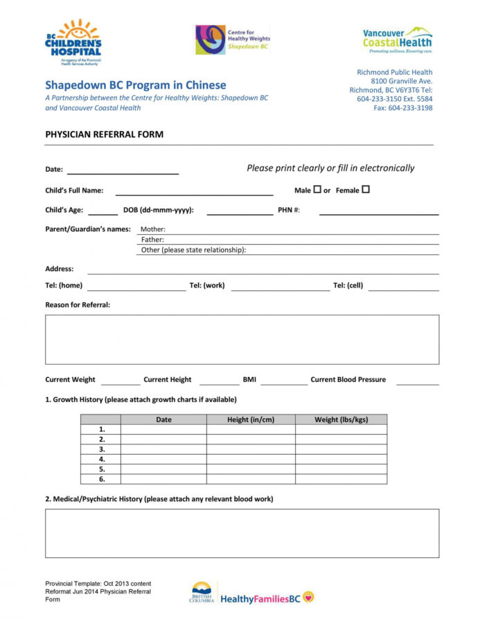 50 Referral Form Templates Medical And General Templatelab Doctor Referral Form Template 7539