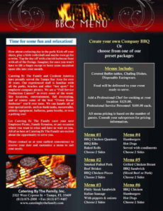 bbq menu templates  word excel fomats bbq catering menu template word