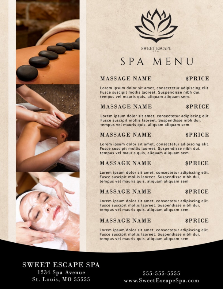 Massage Menu Template 3103