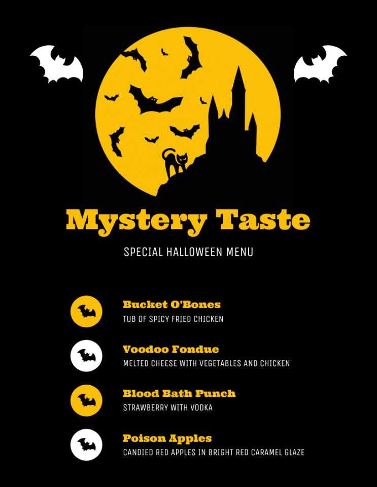 dark castle halloween menu template halloween menu template excel