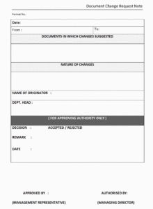 document change request form application change request form template excel