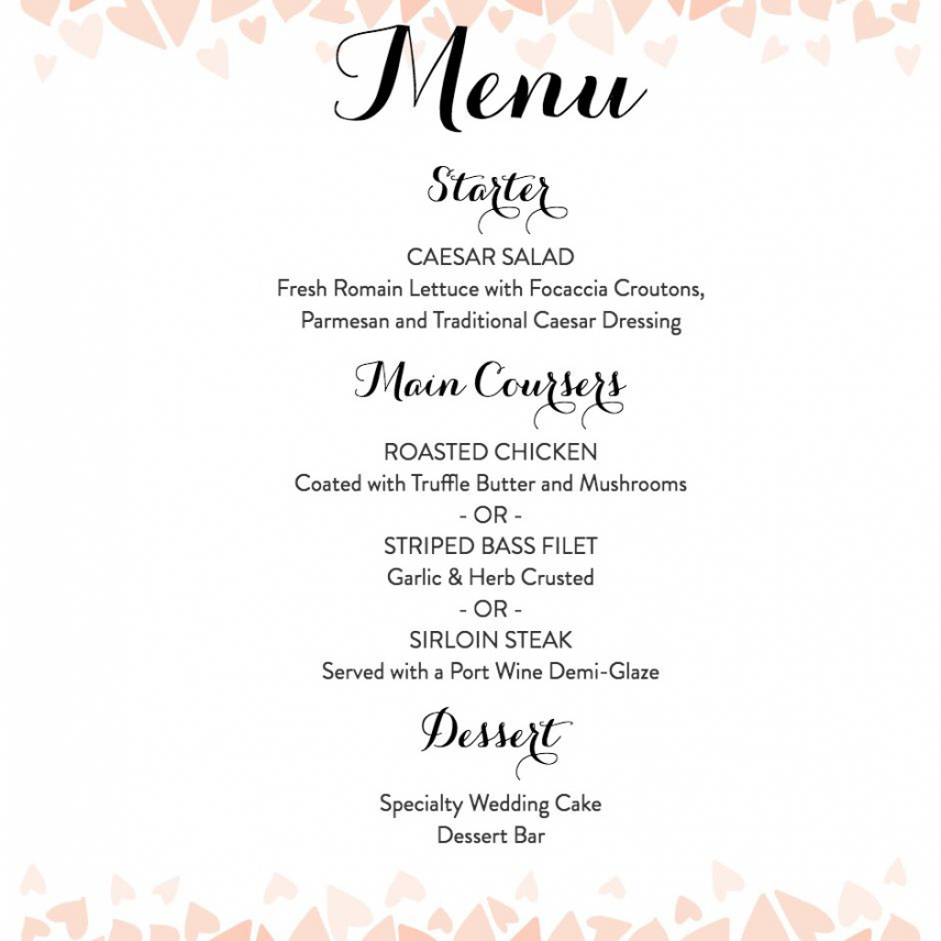 Rehearsal Dinner Menu Template