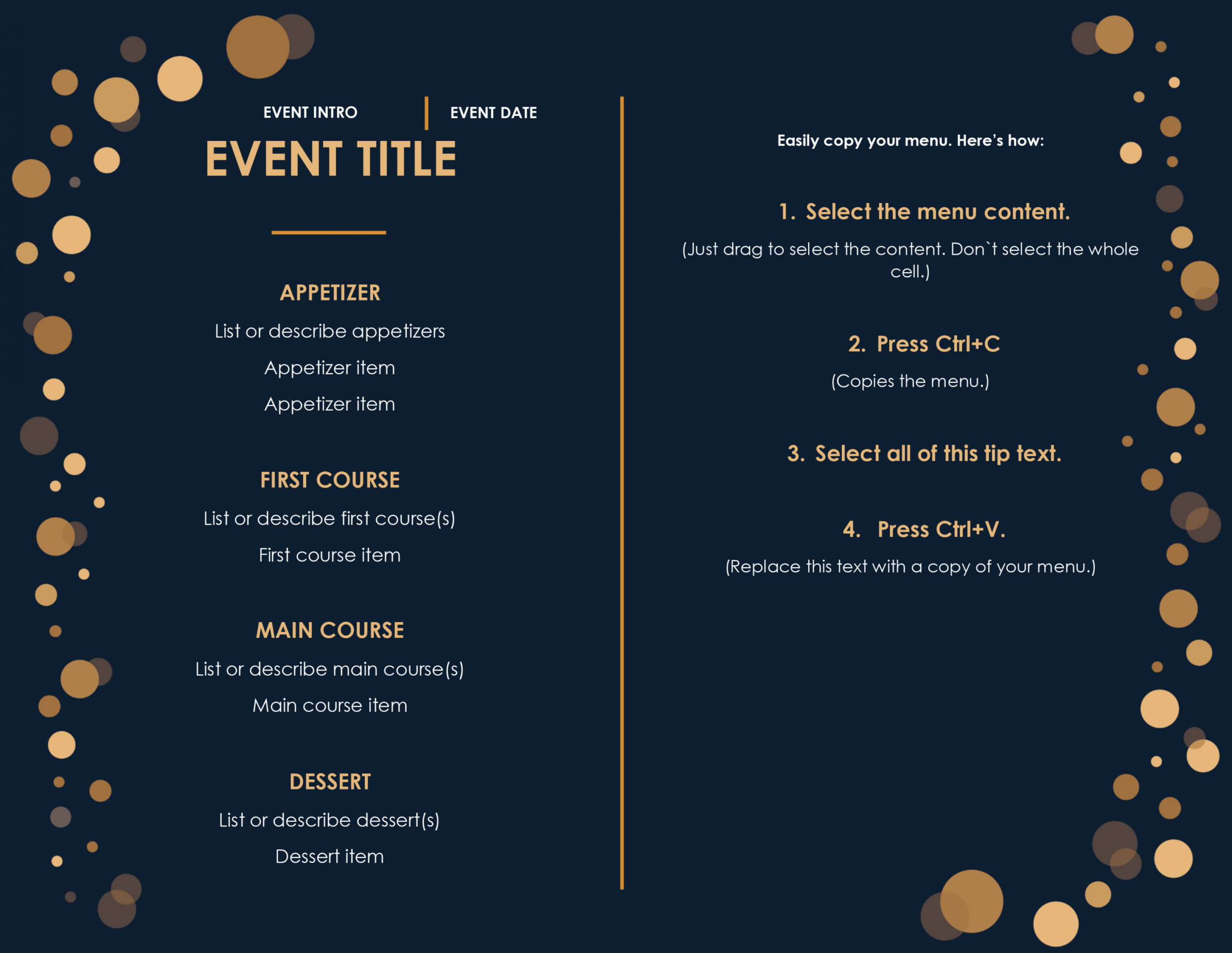 Editable Menu Templates Free