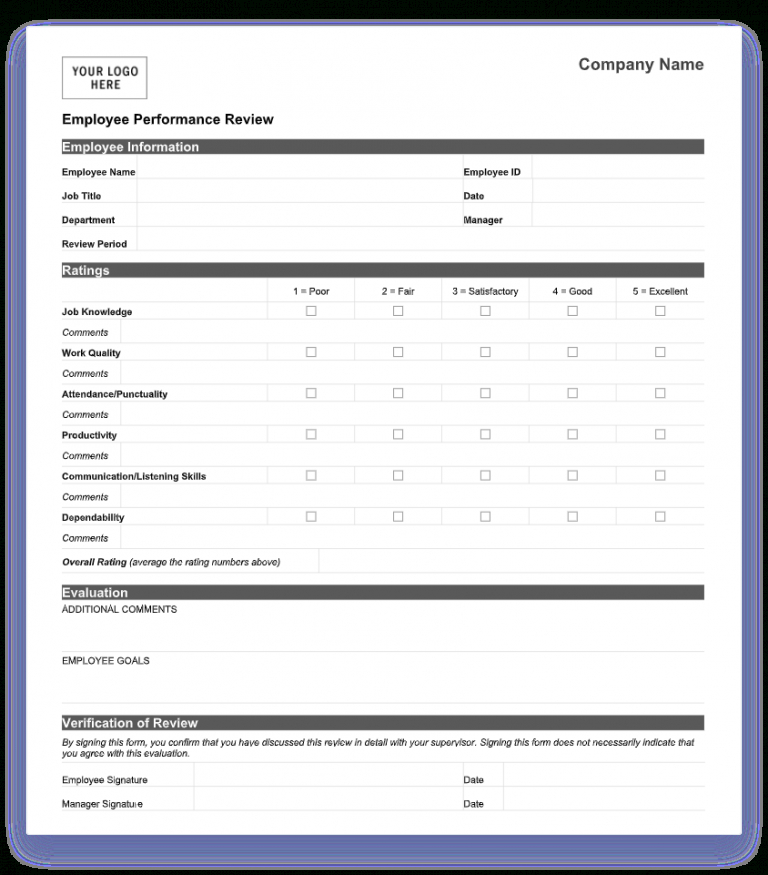 Free Employee Evaluation Form Template Word Pdf
