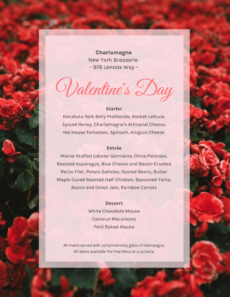 editable floral valentine&amp;#039;s day menu template valentines day menu template word