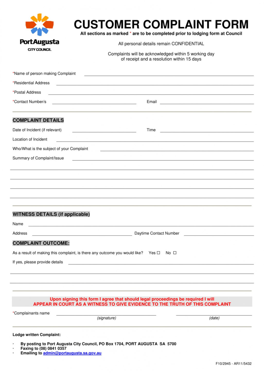 Free 12 Customer Complaint Forms In Pdf Ms Word Customer Complaint Form