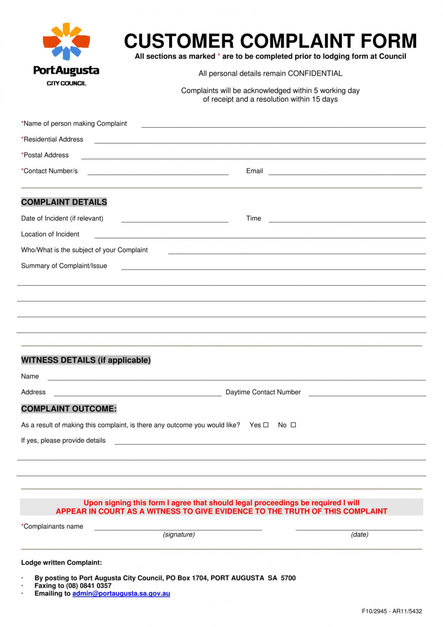 Free 12 Customer Complaint Forms In Pdf Ms Word Customer Complaint Form