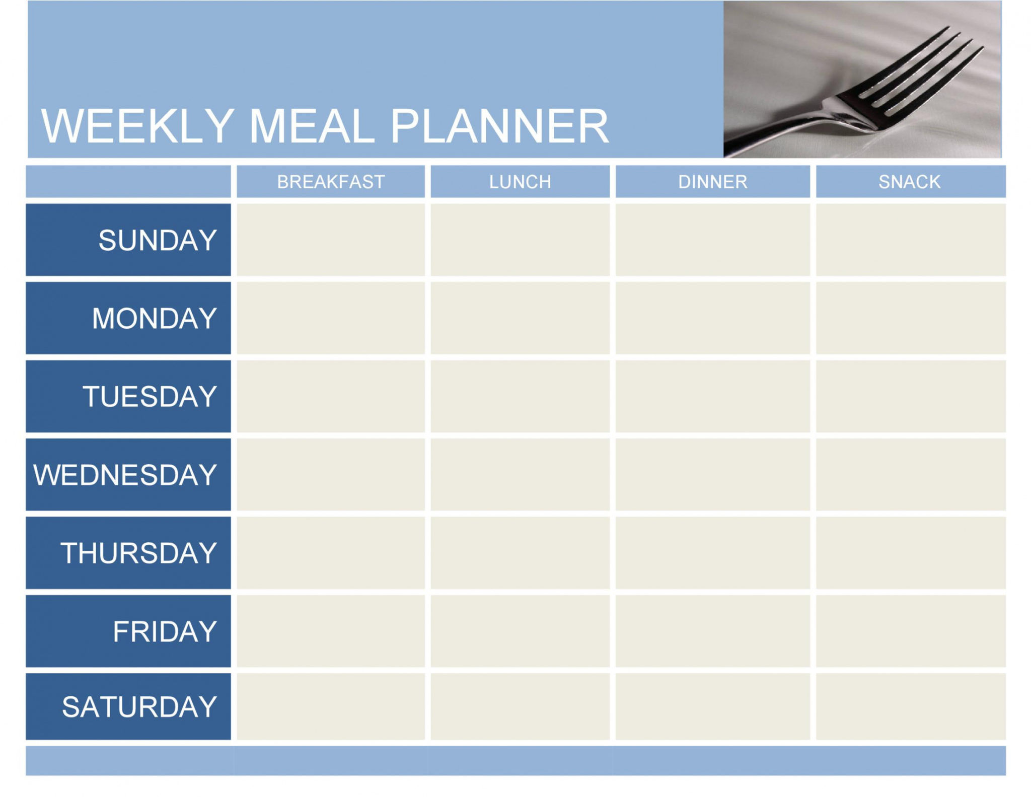 Weekly Dinner Menu Template