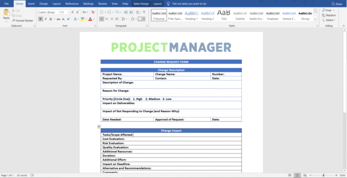 Free Change Request Form Free Word Template Projectmanager Application ...