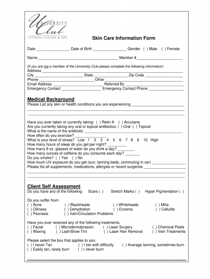 Facial Client Consultation Form Template 1868