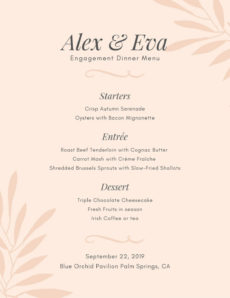 free dinner party menu template ~ addictionary tea party menu template example