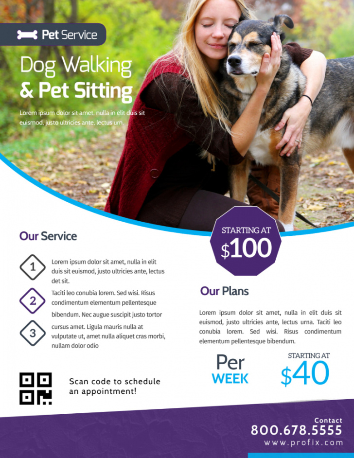 Free Dog Walking & Pet Sitting Flyer Template