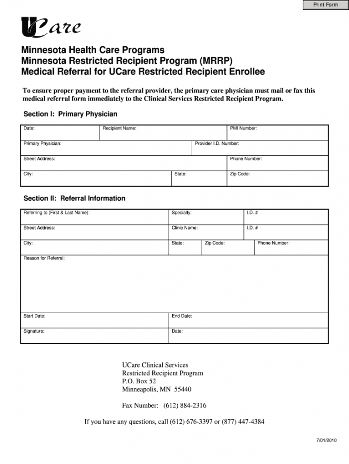 Free Medical Referral Fill Online Printable Fillable Blank Doctor