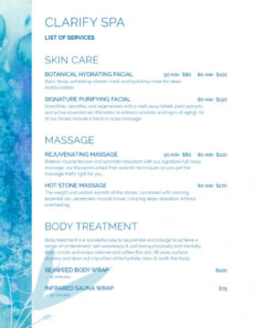 free spa menu templates and designs from imenupro massage menu template doc