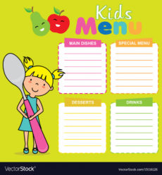 kids menu template royalty free vector image  vectorstock restaurant kids menu template