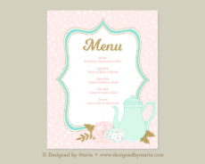 printable 14 tea party menu examples  psd ai  examples tea party menu template example