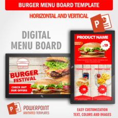 printable burger festival  digital signage animated powerpoint template digital  food menu board fast food menu board template excel