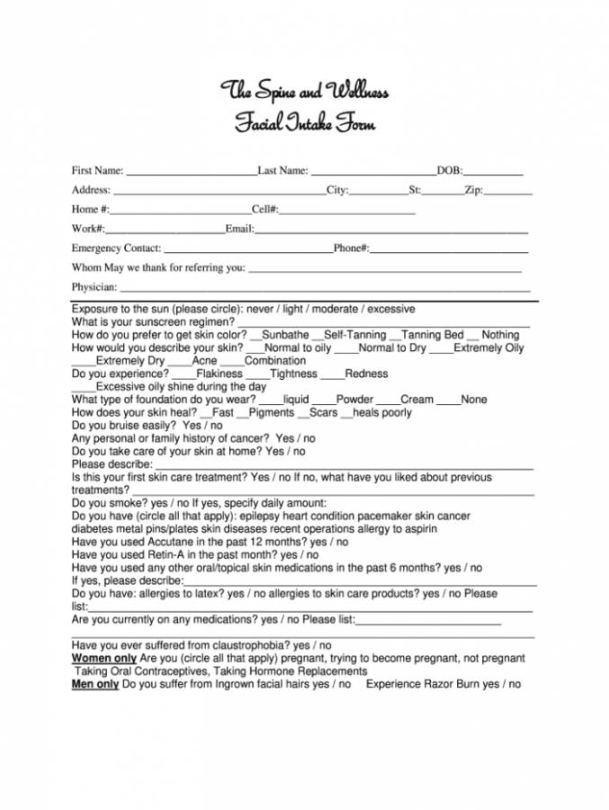 Printable Facial Client Consultation Form Pdf Fill Online Printable