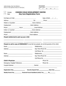 printable free 11 daycare registration forms in pdf  ms word after school registration form template pdf
