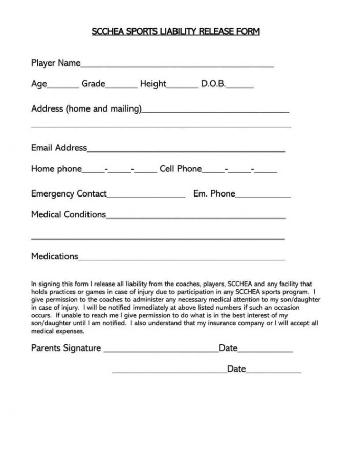 Printable Injury Liability Form Printable Forms Free Online