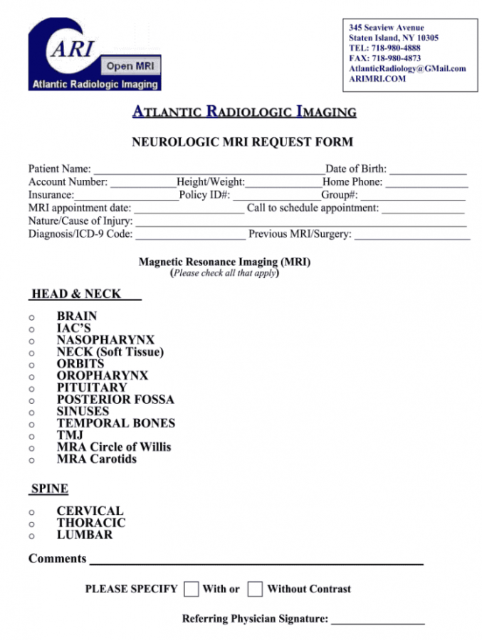 Printable Mri Order Form Fill Out And Sign Printable Pdf Template Signnow Radiology Request Form