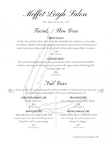 printable salon menu templates from imenupro nail salon service menu template pdf
