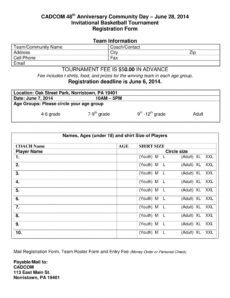 printable template  free 9 workshop registration forms in pdf for baseball tournament registration form template