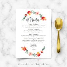 red floral wedding dinner menu template wedding dinner menu template doc