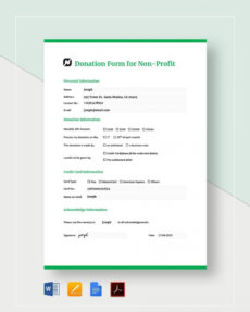 sample donation form template for non profit ~ addictionary charity donation form template doc