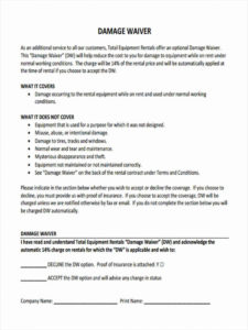 sample free 5 sample damage waiver forms in ms word  pdf damage release form template sample