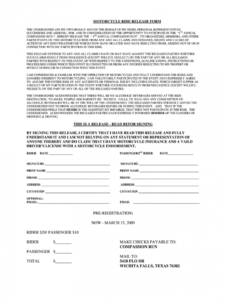 sample motorcycle poker run waiver form  fill online printable motorcycle club membership application form template sample