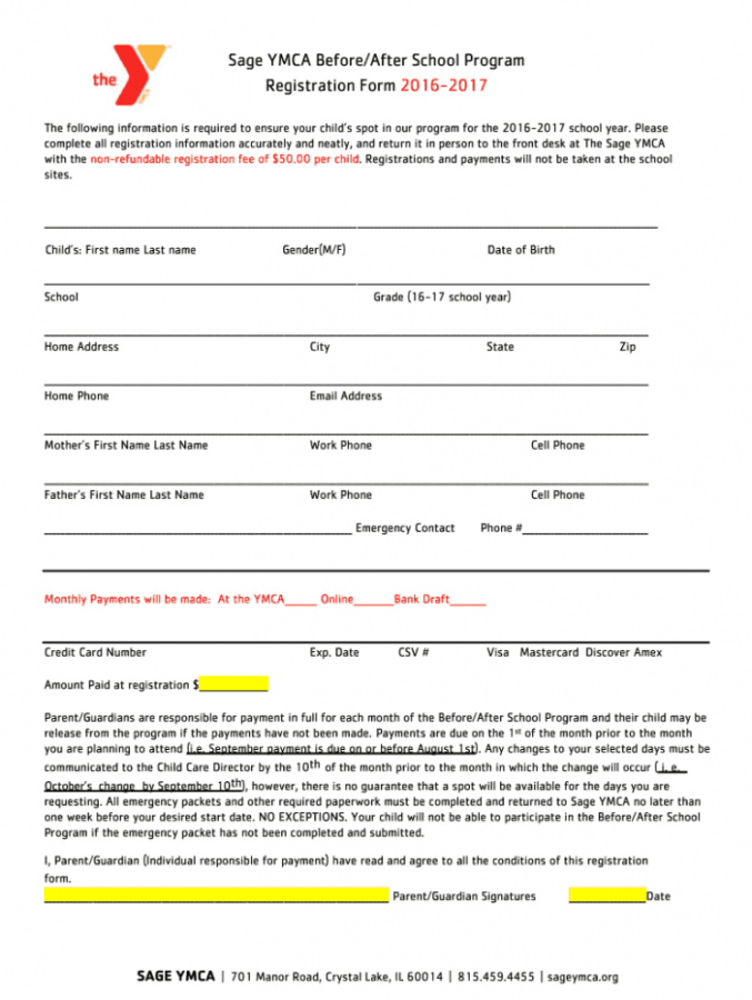 Sample Sample Registration Form For After School Program Fill After Sample Sample Registration Form For After School Program Fill After