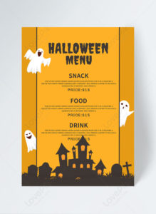 sample yellow cartoon halloween theme menu template template halloween menu template