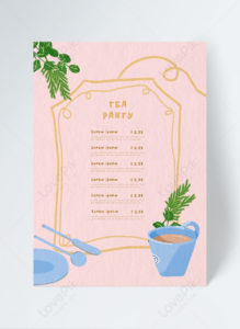 simple afternoon tea tea illustration restaurant menu tea party menu template word