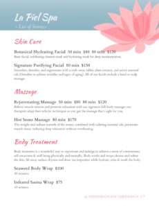 spa menu templates and designs from imenupro massage menu template sample